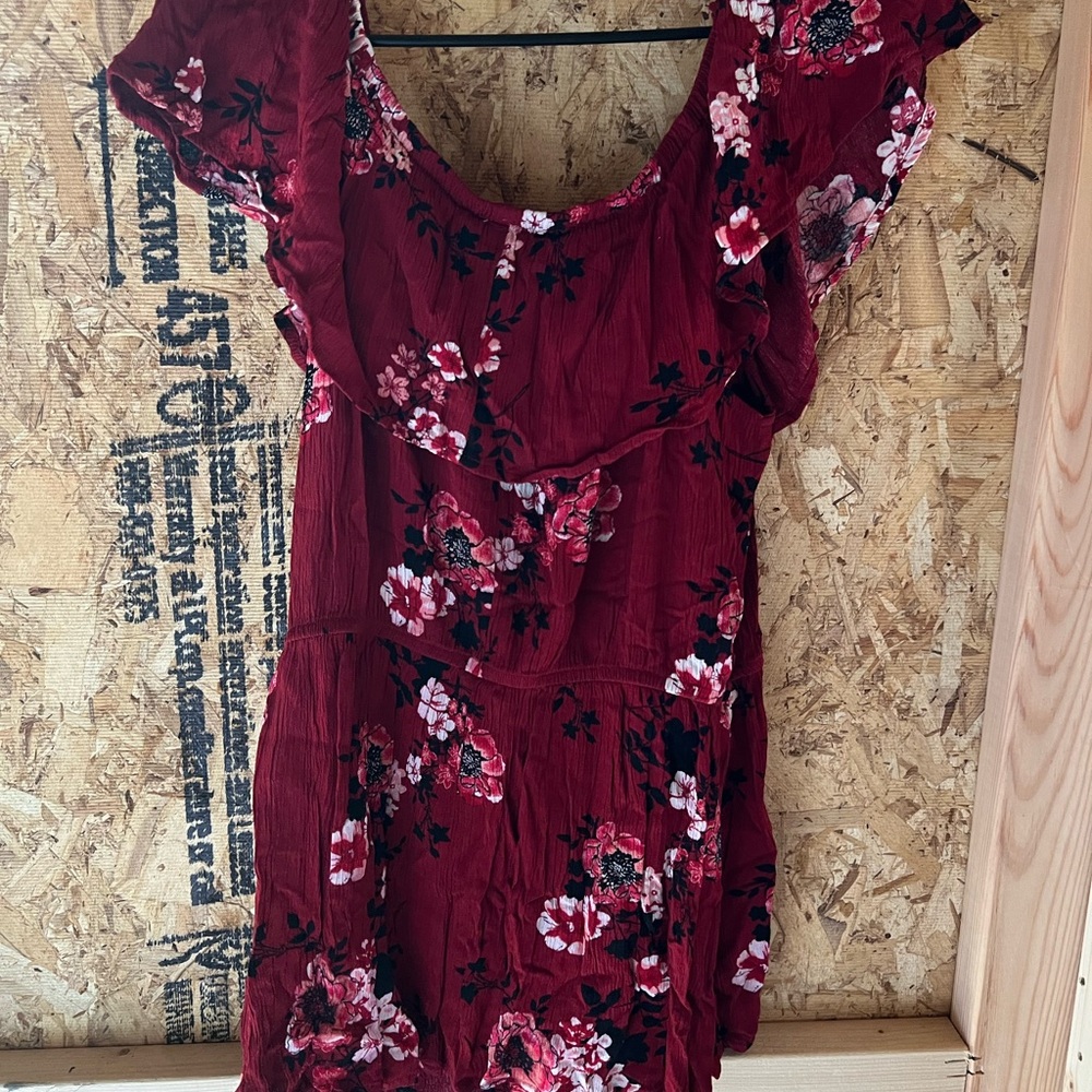 Floral Ruffle Dress in Red